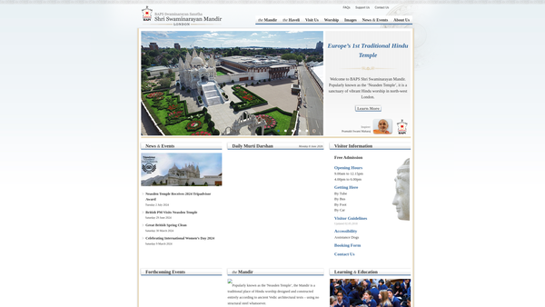 Screenshot of the Bochasanwasi Shri Akshar Purushottam Swaminarayan Sanstha website