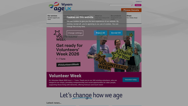 Screenshot of the Age UK Malvern And District website