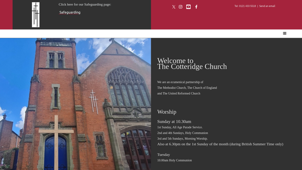 Screenshot of the The Cotteridge Church website