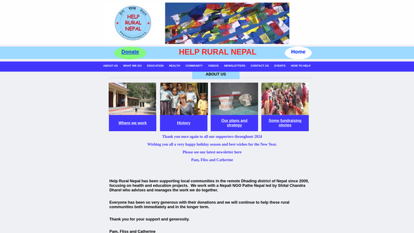 Screenshot of the Help Rural Nepal website
