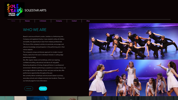 Screenshot of the Solestar Arts Ltd website