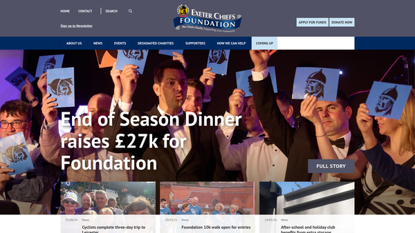 Screenshot of the Exeter Chiefs Foundation website