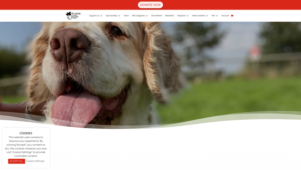 Screenshot of the Woodside Animal Welfare Trust website
