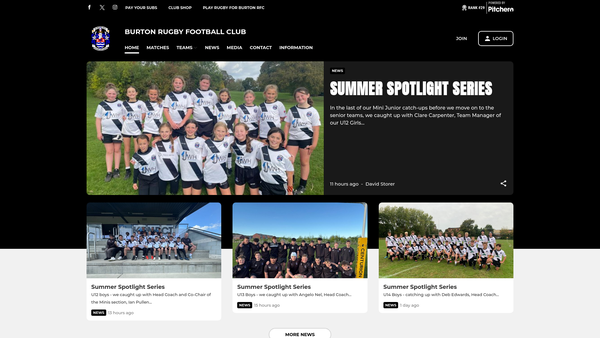 Screenshot of the Burton Wheelchair Rugby website