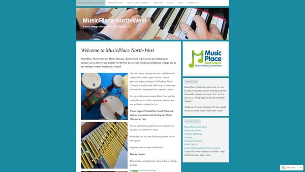 Screenshot of the Musicplace North-West Limited website