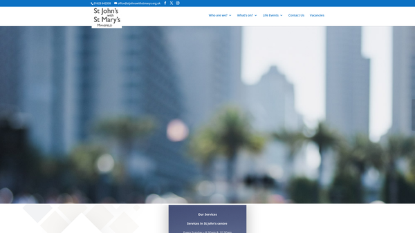 Screenshot of the The Parochial Church Council Of The Ecclesiastical Parish Of St John With St Mary Mansfield website