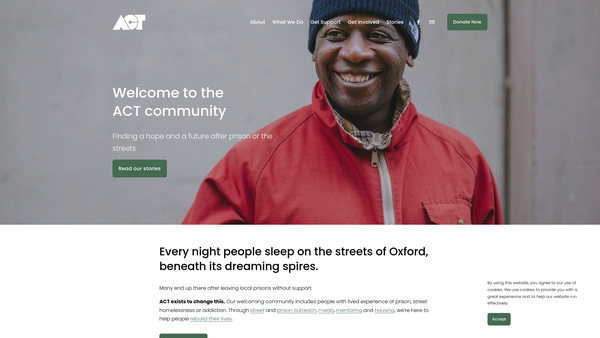 Screenshot of the Aldate's Community Transformation !Nitiatives Ltd website