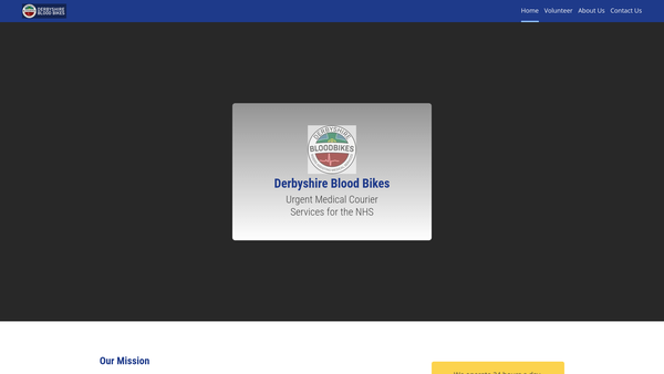 Screenshot of the Derbyshire Blood Bikes website