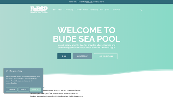 Screenshot of the Friends Of Bude Sea Pool website