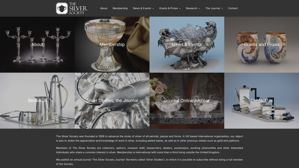 Screenshot of the The Silver Society website