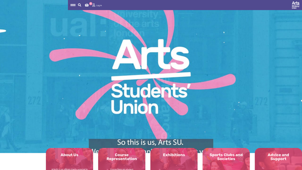 Screenshot of the University Of The Arts London Students' Union website
