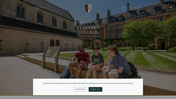 Screenshot of the The College Of St Peter Le Bailey In The University Of Oxford website