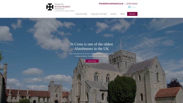 Screenshot of the Friends Of St Cross Hospital Winchester website
