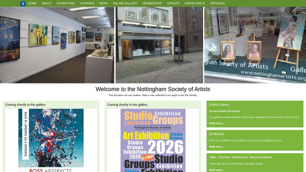 Screenshot of the Nottingham Society Of Artists Ltd website