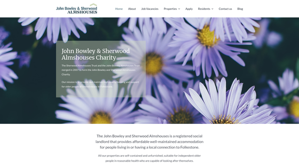 Screenshot of the John Bowley And Sherwood Almshouses website