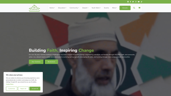 Screenshot of the Karimia Association Limited website