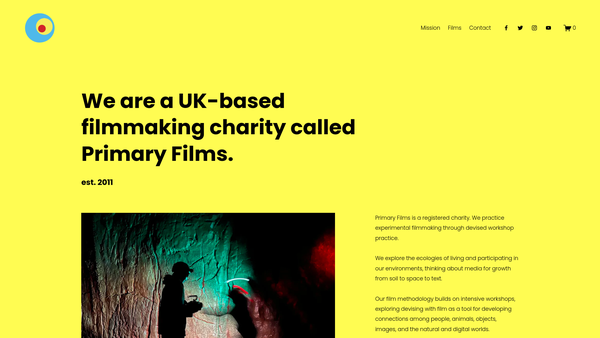 Screenshot of the Primary Films website