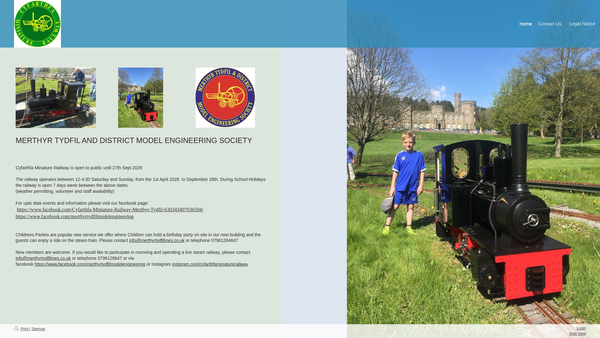 Screenshot of the Merthyr Tydfil And District Model Engineering Society website