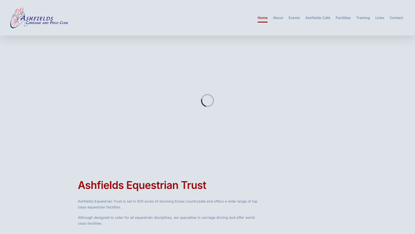 Screenshot of the Ashfields Equestrian Trust website