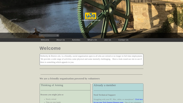 Screenshot of the Wetherby & District U3A website