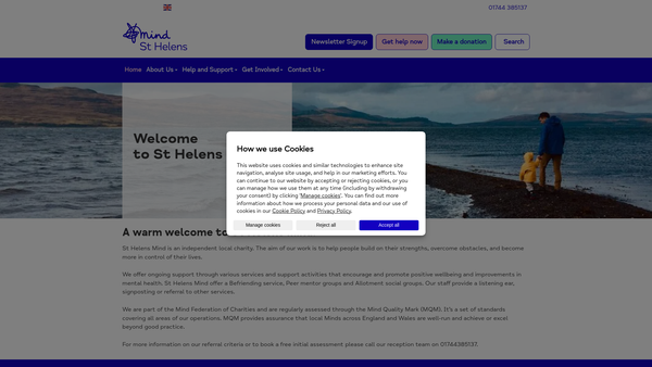 Screenshot of the St Helens Mind website