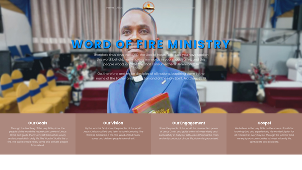 Screenshot of the Word Of Fire Ministry website