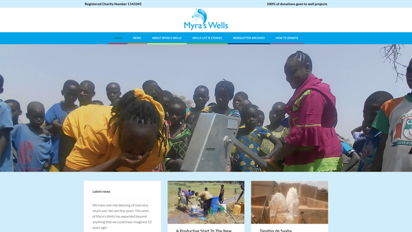 Screenshot of the Myra's Wells website