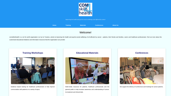 Screenshot of the Comskills4health Limited website