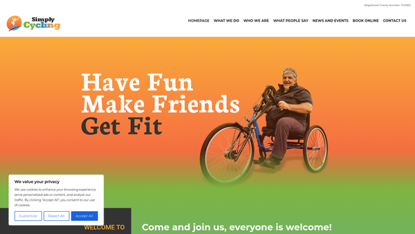 Screenshot of the Simply Cycling website