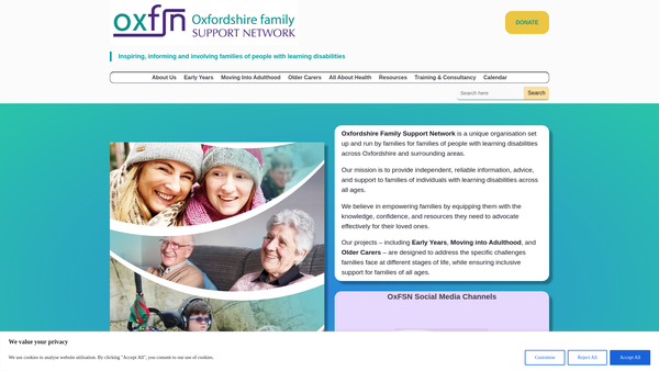 Screenshot of the Oxfordshire Family Support Network website