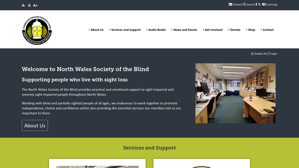 Screenshot of the North Wales Society For The Blind website