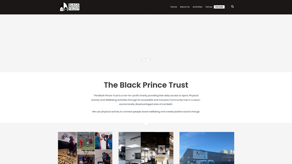 Screenshot of the The Black Prince Trust website