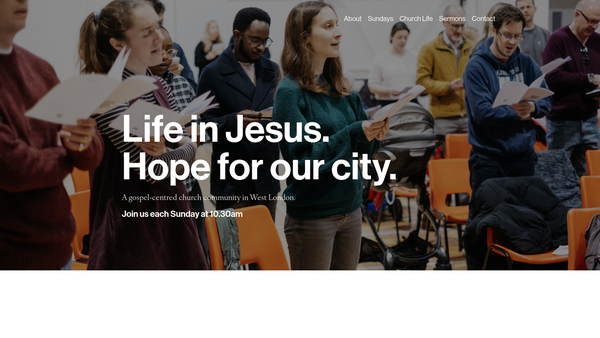 Screenshot of the Trinity Church West London website