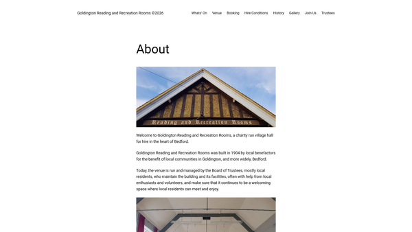 Screenshot of the Goldington Reading And Recreation Room website