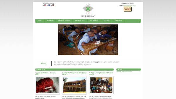 Screenshot of the Mend The Gap website