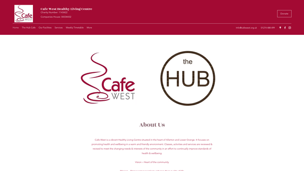 Screenshot of the Cafe West website