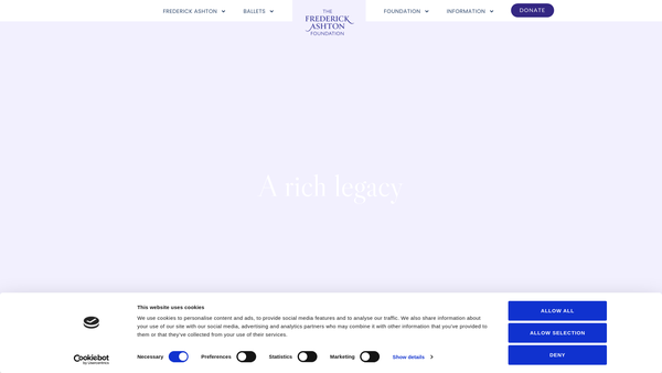 Screenshot of the The Frederick Ashton Foundation website