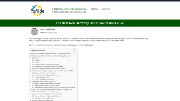 Screenshot of the Hoylake Parade Community Centre website