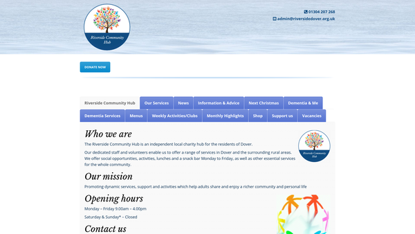 Screenshot of the Age Concern Dover Limited website