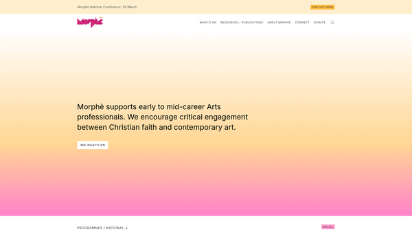 Screenshot of the Morphe Arts website