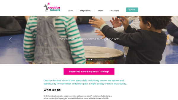 Screenshot of the Creative Futures (UK) Limited website