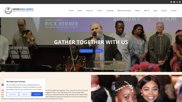 Screenshot of the Oxford Bible Church Trust Limited website