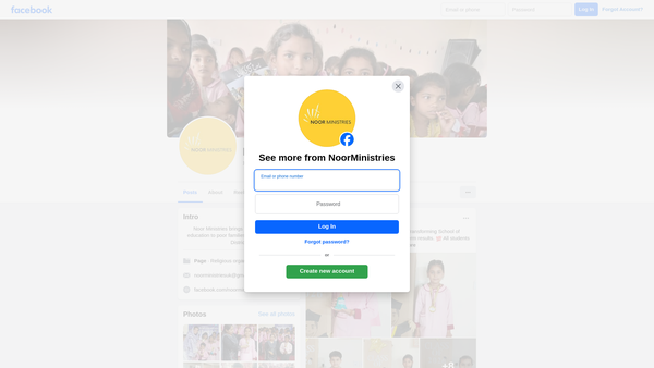 Screenshot of the Noor Ministries Charity website