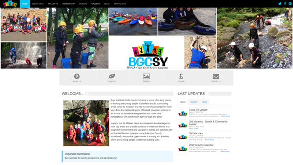 Screenshot of the Boys And Girls Clubs Of South Yorkshire website