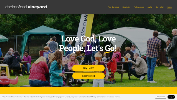 Screenshot of the Chelmsford Vineyard website