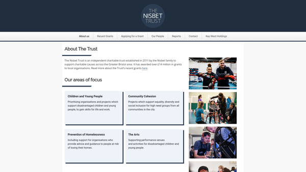 Screenshot of the The Nisbet Trust website