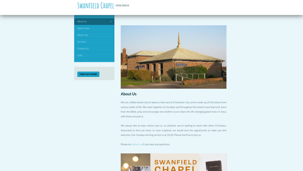 Screenshot of the Swanfield Chapel website