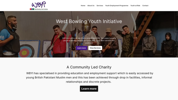 Screenshot of the West Bowling Youth Initiative website