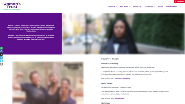 Screenshot of the Woman's Trust website