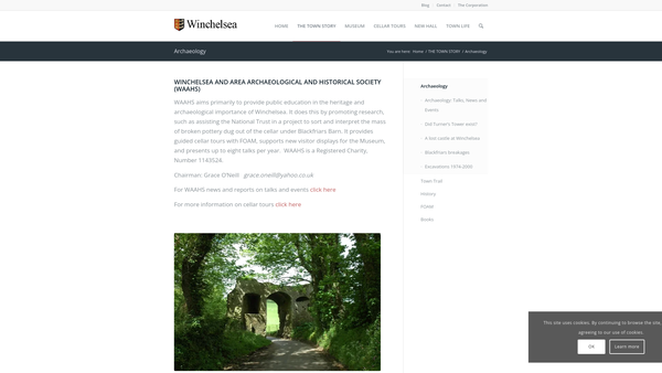 Screenshot of the Winchelsea and Area Archaeological and Historical Society website